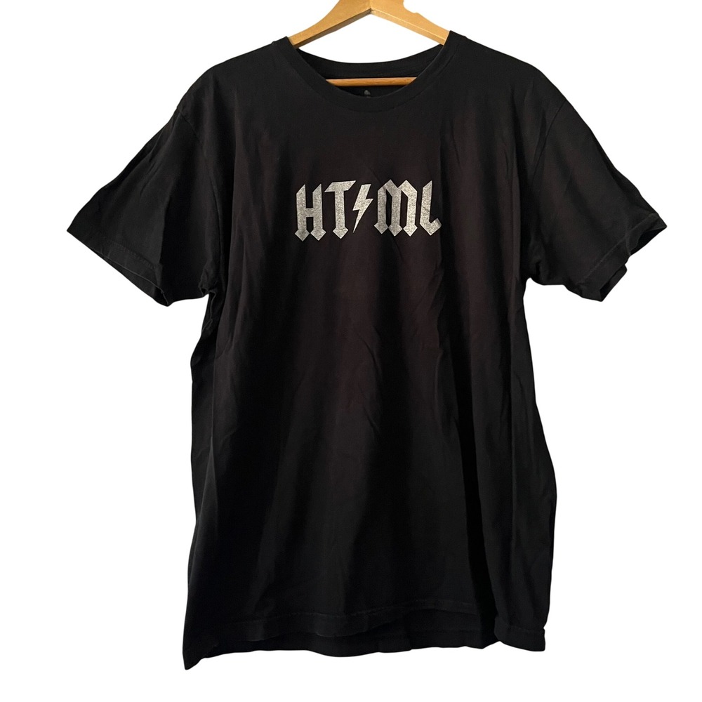 HTML T-Shirt AC DC Style Graphic Tee‎ Coding Programmer Coder Geek XL
